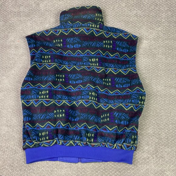 Vintage 90s Columbia Reversible Vest Men's XL Fleece Southwestern Aztec Purple - Picture 5 of 12